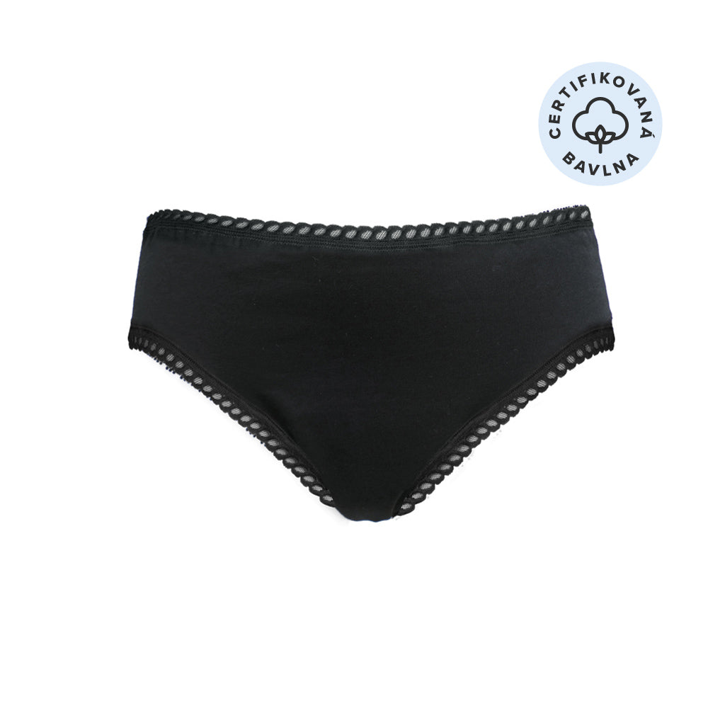 Anaé by Ecodis Menstruační kalhotky Panty na střední menstruaci - černé M - z certifikované biobavlny Ecodis