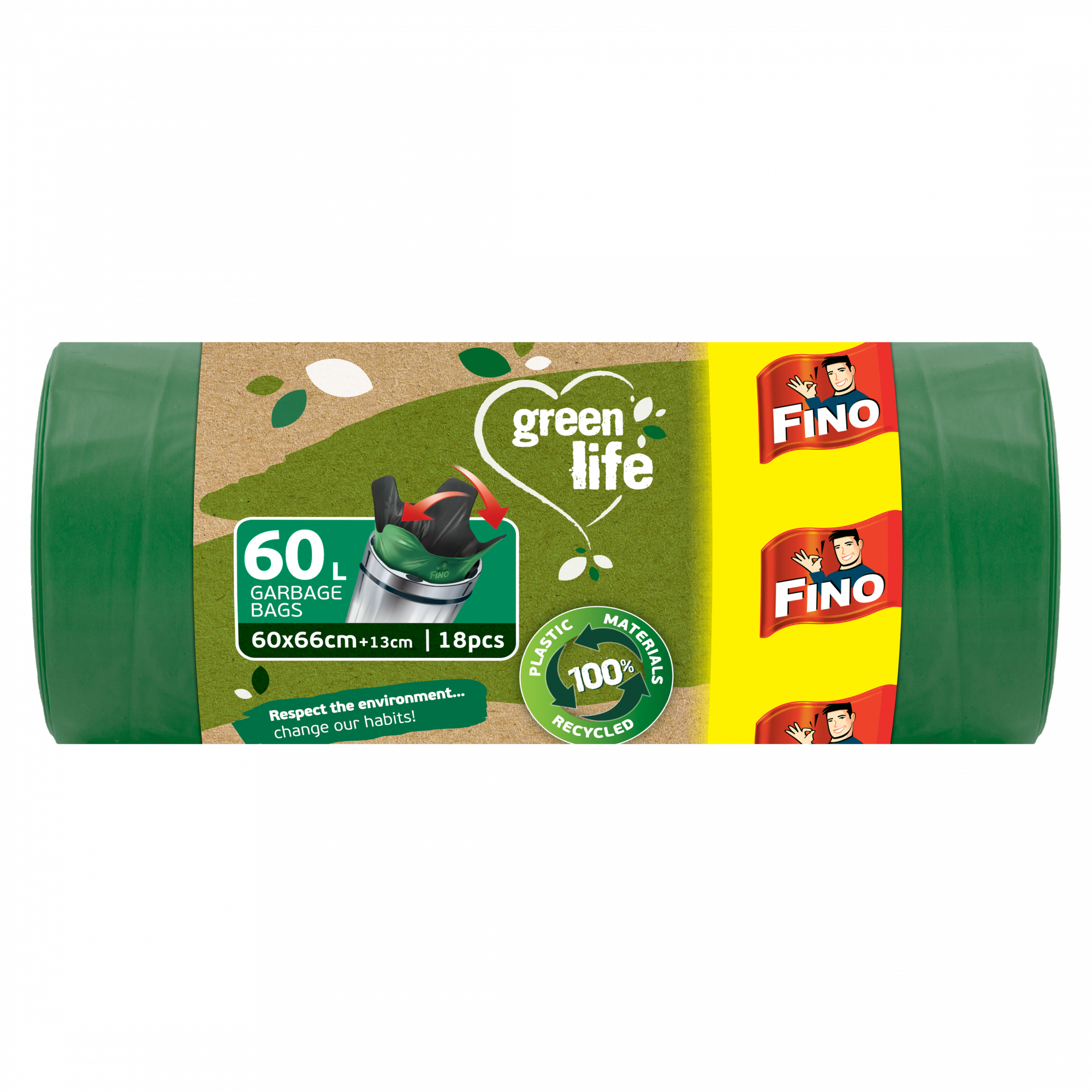 FINO Pytle na odpadky Green Life Easy pack 27 μm - 60 l (18 ks) FINO