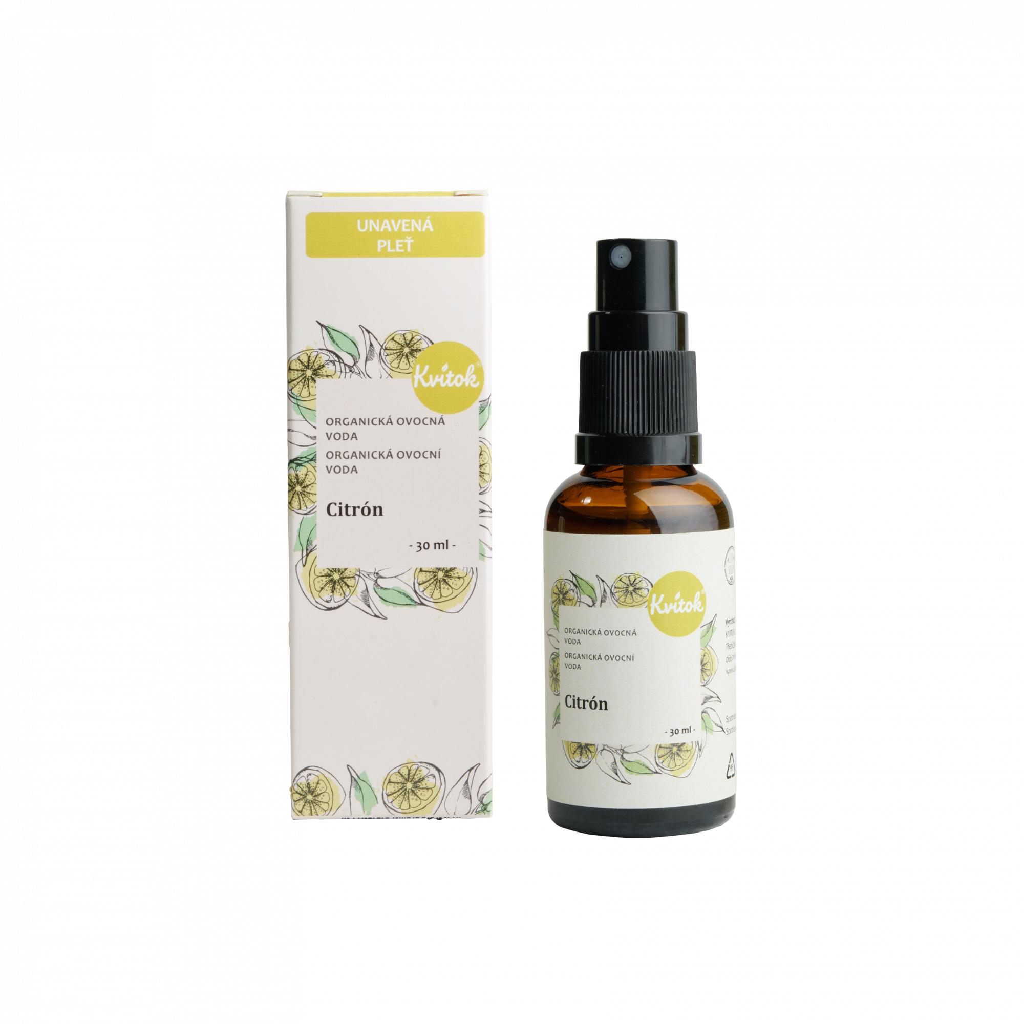 Kvitok Ovocná voda - citron BIO 30 ml Kvitok