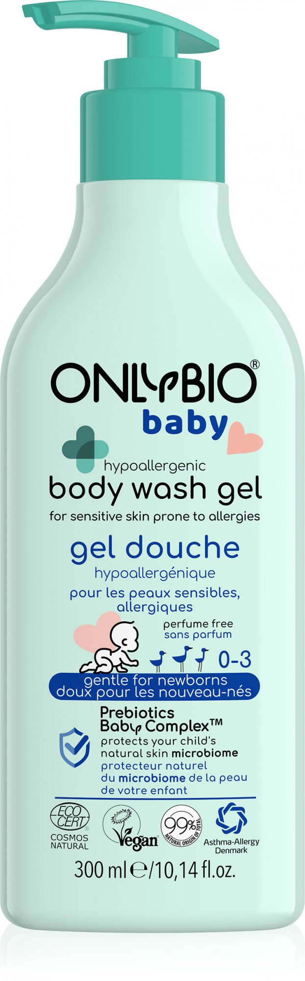 OnlyBio Hypoalergenní mycí gel pro miminka (300 ml) - vhodný pro alergiky a atopiky OnlyBio
