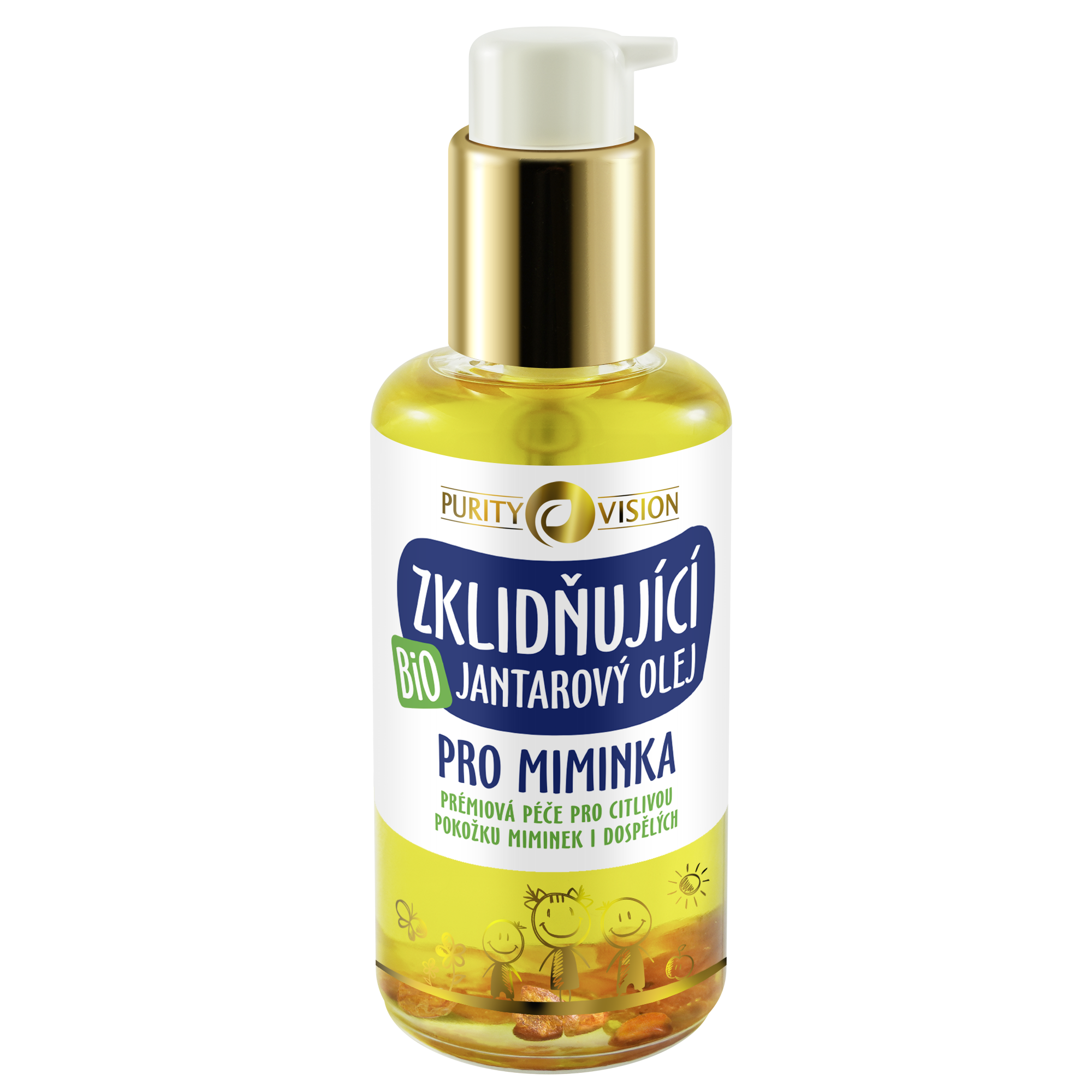 Purity Vision Zklidňující jantarový olej pro miminka BIO (95 ml) - pro citlivou pokožku dětí i dospělých Purity Vision