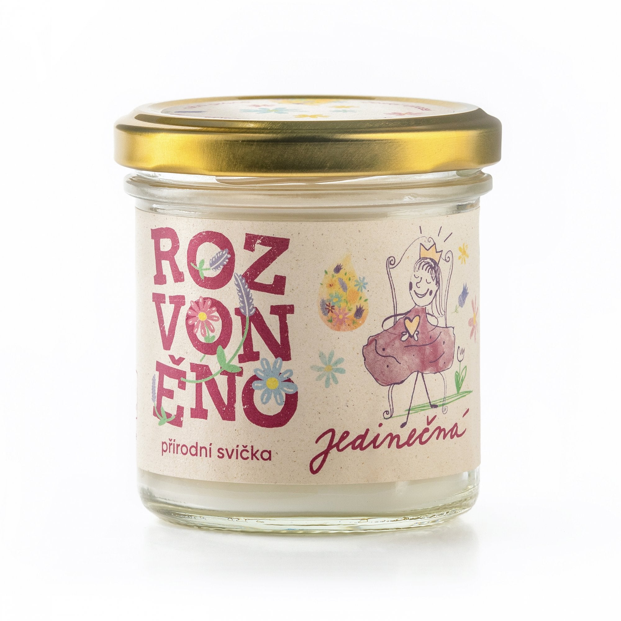 Rozvoněno Vonná svíčka - Jedinečná (130 ml) - s geránií a palmovou růží Rozvoněno