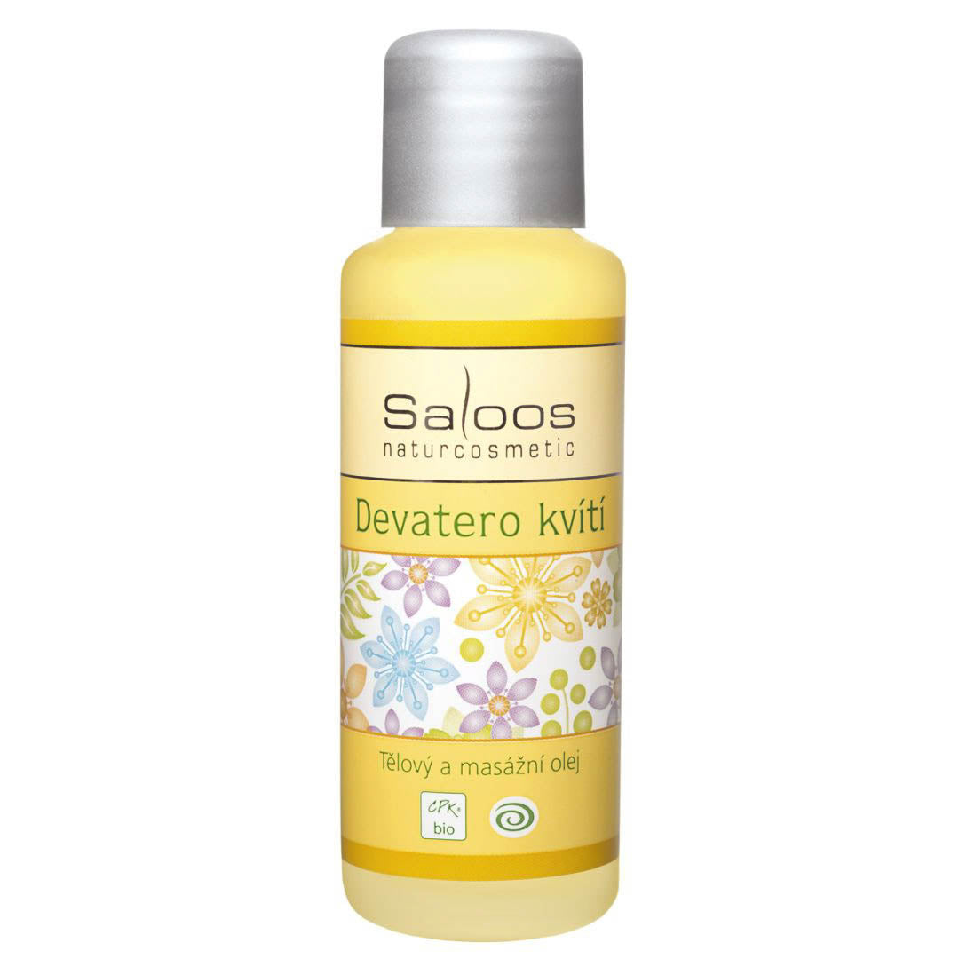 Saloos Tělový a masážní olej Devatero kvítí BIO (50 ml) - ideální pro regeneraci po sportu Saloos